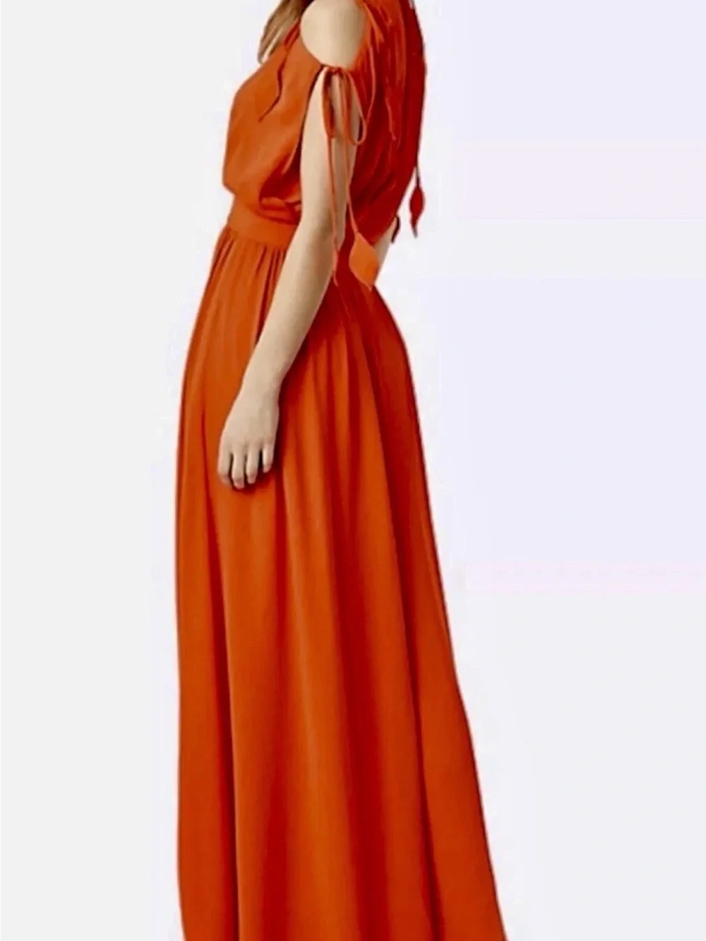 Tory Burch Burnt Orange Cold-Shoulder Maxi Dress